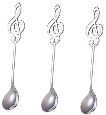 Milisten 3 Cucchiai Da Mescolare Con Nota Musicale in Acciaio Inox Rivestito in Titanio Per Dessert Da Tavola