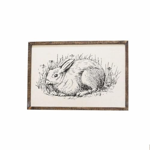 Loberon Dekoboard Cedric, Hasen-Motiv, nostalgischer Charme, Osterdekoration, Ostern, Osterhase, Tannenholz, Baumwolle, Polyester, braun/creme
