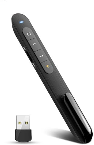 UBUYUONE Presenter, Pointer für Präsentationen, kabelloser Präsentationsfernbedienung, Powerpoint Fernbedienung Präsenter für Windows Computer Mac Laptop, Unterstützt Hyperlink/Lautstärkeregler