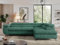 MKS MEBLE Sofa L, Wohnlandschaft L-Form mit Schlaffunktion und Bettkasten, Schlafsofa mit Bettkasten, Ecksofa, Sofa mit Einstellbare Kopfstützen, Pedro L - Grün Struktur - Rechts