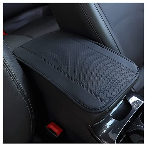 Coussin de Accoudoir Voiture Universel Four Seasons,Coussin Accoudoir en cuir en Fibre Gaufrée pour le Repose Coude,Accoudoir Central Universel Accessoire Voiture Interieur (Noir)
