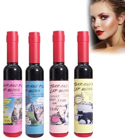 4PCS Ensemble De Gloss Repulpant Lèvres 4 Couleurs, Huile A Levre, Gloss Transparent, Encre à Lèvres Pelable, Rouge à Lèvres Mat Velouté Pour Bouteille De Vin Liquide, Rouge à LèVres De Longue Durée