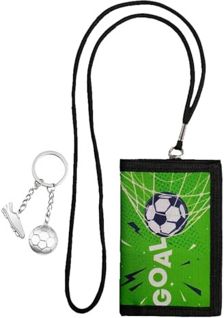 PVFZXS Geldbeutel Kinder, Fußball Motiv Brustbeutel Kinder, Kinder Geldbeutel Junge Mädchen | Geldbörse zum Umhängen | mit Fußball Metall Schlüsselanhänger für Geldbörse