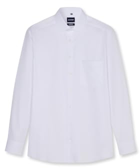 OLYMP Herren Oberhemd Langarm Hemd,einfarbig,Twill,Comfort fit,New Kent,Weiss 00,49