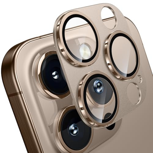 WSKEN Matte Kameraschutz für iPhone 16 Pro Max /16 Pro - 9H Härte Kratzfest Blasenfrei,HD Gehärtetes Kamera Metallglas Panzer Schutz Glas Displayschutz Folie,Handyhülle Freundlich,Desert Titanium