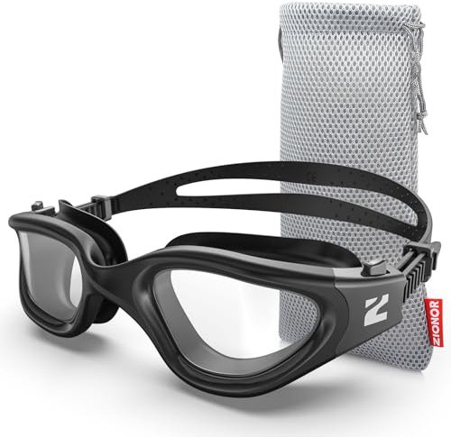 ZIONOR Optische Schwimmbrille, G1 Auslaufsicher (Ganz schwarz -400)