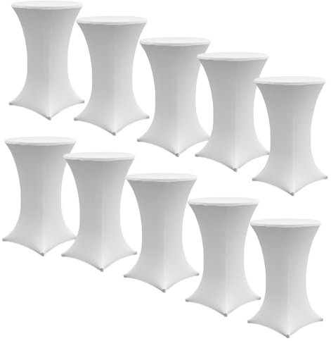 TRUTZHOLM 10x Stehtischhusse Stretch 70 cm weiß Tischdecke Husse Bistrotisch Partytisch