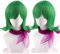 COSPLAZA Grüne Disgust Kostümperücke für Damen mit violettem Schal kurze grüne gewellte Perücken Ekel Halloween Kostüm Anime Cosplay