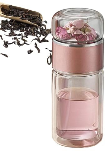 Tee-Ei-Flasche, 3-in-1-Smart-Teezubereiter Für Losen Tee, 280/350/420 Ml Doppellagiges Glas Mit Siebe Entwurf Tea Infuser, Doppelwandiges Tee-Ei Aus Glas, Tragbare Tee-Wasser-Trennung-Teetasse