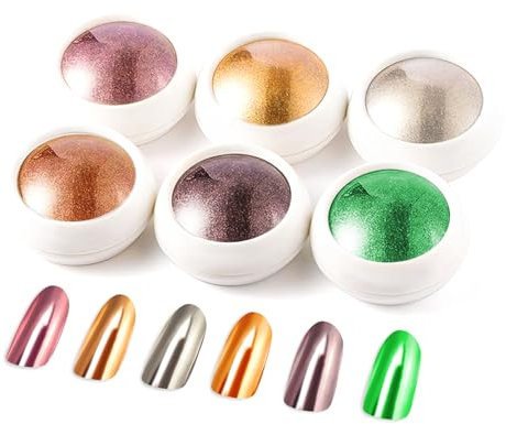Gold Chrome Nail Powder BISHENGYF - Mirror Metallic Effect Rose Gold Chrome Nail Powder Shiny Nail Glitter Nail Chrome Powder Pigment for Nails Art DIY Decoration