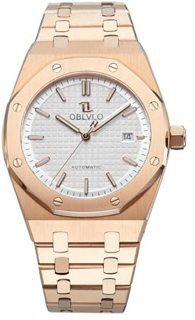OBLVLO Mechanische Herrenuhr, 316L-Edelstahl, 41 mm Gehäuse, Leuchtzeiger, 50 m, wasserdicht, automatisch, lässig, TM-ASP, TM-ASP-PWP, Tendência