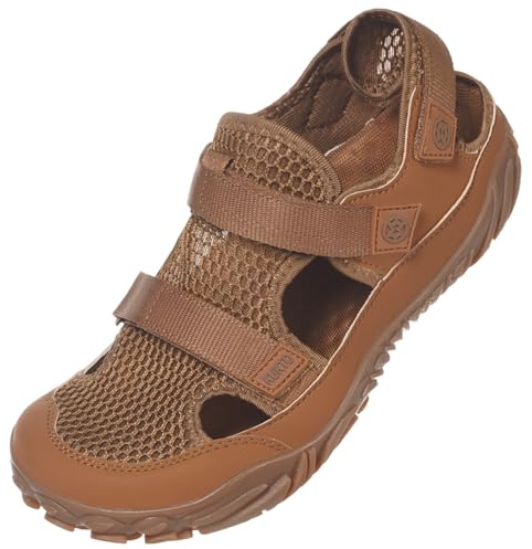 Hsyooes Sandali Sportivi Donna Sandali da Trekking Uomo All'aperto Scarpe barefoot Regolabile Scarpe da Spiaggia Estivi marrone 42EU