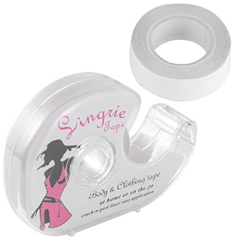 AKOOSY Nastro Biadesivo Per Vestiti e Da Donna, Adesivo Antiscivolo Ipoallergenico, Rotolo Da 5 m Dispenser, Per Abiti Da Festa, Matrimonio e Uso Quotidiano