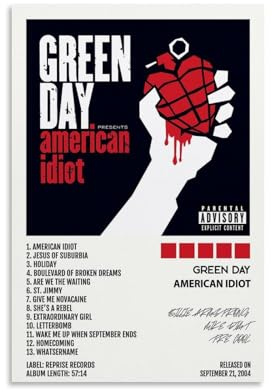 Sumooa Green Poster Day Rock Band Music Album Cover Poster Für Zimmer, Ästhetische Leinwand-Wandkunst, Schlafzimmer-Dekor Poster 12x18inch(30x45cm)