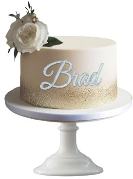 Personalised Cake Topper – Multicoloured Acrylic Name Plate for Birthday, Wedding, Anniversary – Custom Letters Cake Decoration & Charms (Silver)