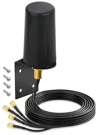 Bingfu 5G 4G LTE Antenna 4 SMA Connectors Outdoor Waterproof with 3m Cable | Omni-Directional 5G 4G LTE Aerial Compatible with Cellular Routers, Mobile Hotspots, Gateways, Modems and IoT Devices