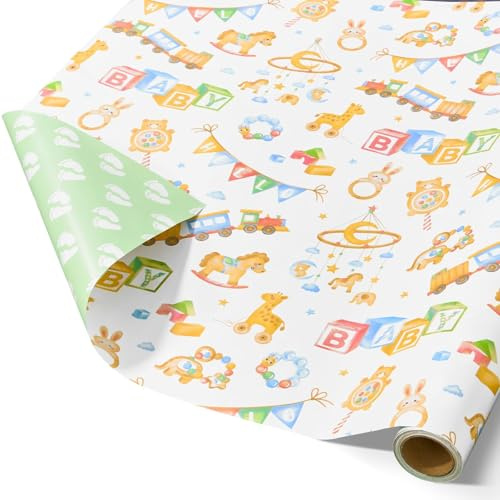 WERNNSAI 1 Rolle Geschenkpapier 5m x 43cm Doppelseitig