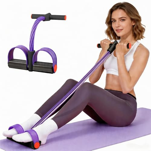 Kezidhp Pedalwiderstandsgerät mit Griffen, Pedal Widerstandsband Trainer | Naturkautschuk Fußpedal Widerstandsbänder, leicht und tragbar, Multifunktionelles Fitnessband für Bauch, Taille, Arme