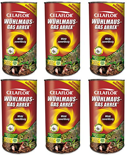 6 x 250 g Celaflor Wühlmaus-Gas Arrex Maulwurf Vergrämungs Vertreibungsmittel