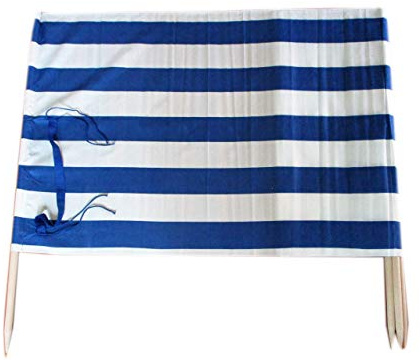 13 ft Beach Windscreen Privacy Windbreak with a Bag and Mallet Made in Europe (Blue/White Stripes)