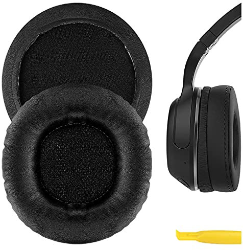 Geekria QuickFit Protein Leather Replacement Ear Pads for Skullcandy Hesh, Hesh 2, Hesh2 Wireless Headphones Ear Cushions, Headset Earpads, Ear Cups Repair Parts (Black)