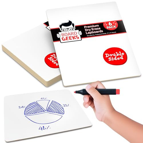 Dry Erase Lapboards | 9 x 12 inch Large Whiteboard | White Board Set | Great for Teachers, Students, Children, Classroom | Reusable, Durable, Portable, Single Sided Whiteboard (6 Pack Lapboards)