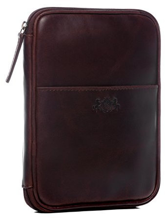 SID & VAIN Organizer Tablet Reise echt Leder - iPad Tablet Case JOONEY - Hülle mit Zip - Lederhülle Herren und Damen braun handgefertigt