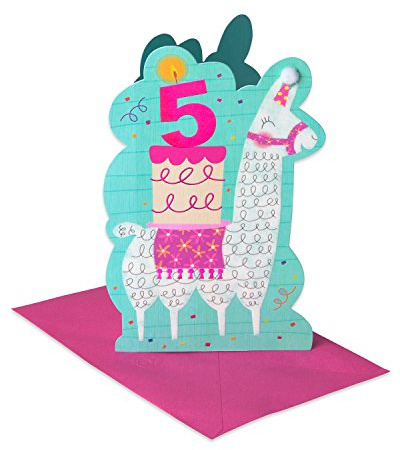 American Greetings Geburtstagskarte für Jungen, Dino-Milben Lama zum 5. Geburtstag