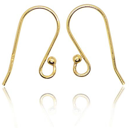 10Pcs Gold Vermeil EarringHooks,Hooks for Jewellery Making, French Wire Earring findings, Nickel-Free & Hypoallergenic Hooks for DIY Earring Jewellery Making - 20mm
