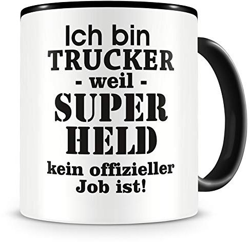 Samunshi® Trucker Tasse mit Spruch Geschenk für Trucker Mann Frau Kaffeetasse groß Lustige Tassen zum Geburtstag schwarz 300ml