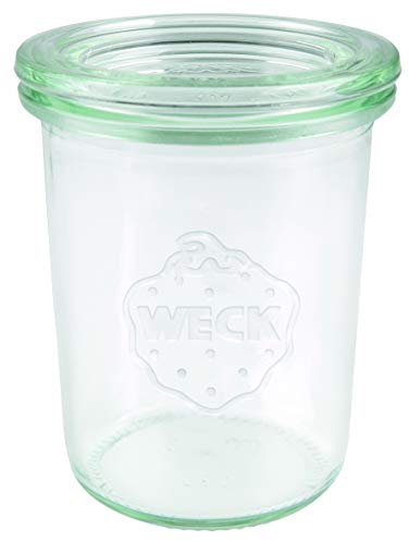 Weck 760 Sturzglas 160 ml (Hochwertiges Einweck, Einmach Glas mit Glasdeckel; zum Einkochen; Hitzebeständig; Mikrowellengeeignet; Backofengeeignet; Rundrandglas) 12 Stück durchsichtig