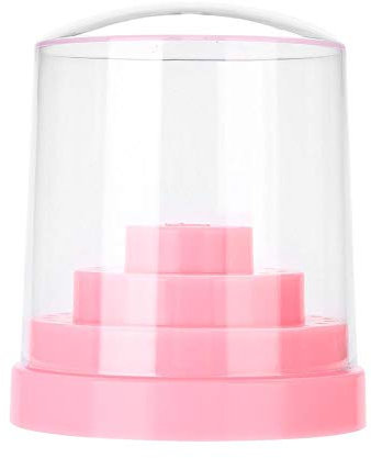 Sonew 48 Holes Nail Drill Bits Holder, Nail Art Plastic Drill Stand for Nail Art Drill Bit Organizer Box Holder(Pink)