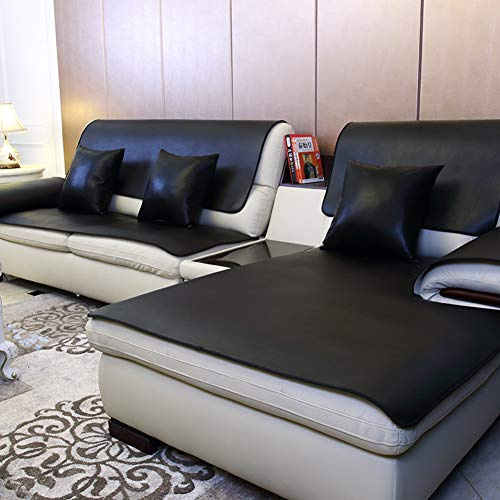 YEARLY Wasserdicht Leder Sofabezug, Free wash Volltonfarbe Sofa-Überwürfe Couch-Abdeckung Anti-rutsch Schmutzabweisend Europäische Vier Jahreszeiten Sofa Handtuch-schwarz 60x150cm(24x59inch)