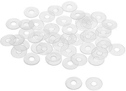 sourcing map Nylon Planas Arandelas M4 13mm DE 4mm DI 1mm Grosor Sellado Junta para Grifo Tubería Agua Manguera, Transparente, Paquete De 50
