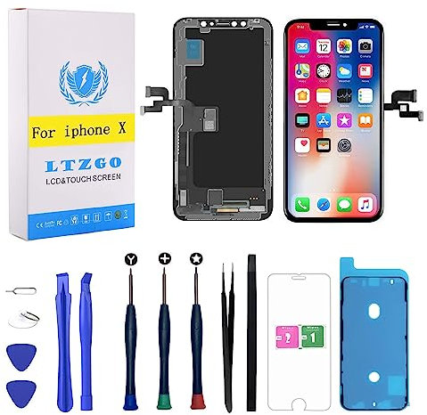 LTZGO LCD Touchscreen Für iPhone X Schwarz Display Ersatz Bildschirm Reparaturset mit Werkzeuge Adhesive Sticker Modell A1865, A1901, A1902