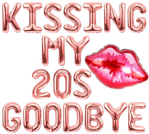 JeVenis Kissing My 20s Goodbye Dekorationen Kissing My 20s Goodbye Banner Luftballons 30. Geburtstag Luftballon Dirty 30 Luftballon