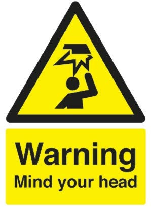 RS PRO Gefahren-Warnschild, PP 'Achten Sie auf Ihren Kopf', 210 mm x 148mm