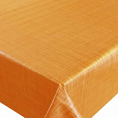 Wachstuch Wachstischdecke Tischdecke Gartentischdecke Breite und Länge wählbar d-c-fix Leinen Look Orange 110 x 180 cm Eckig abwaschbar
