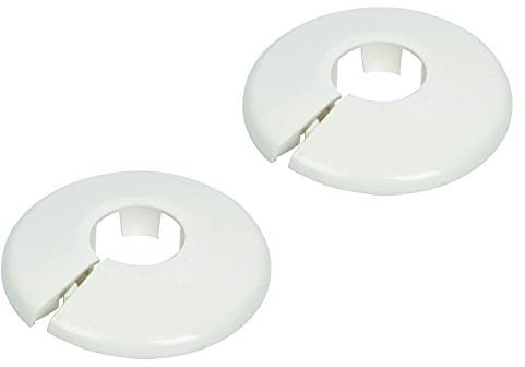 2 x Talon Pipe Covers/Collars for Pipes - The Quick Way to Tidy Pipework (White, 18mm)