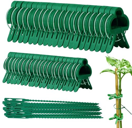 70 Stück Pflanzenclips Set, Pflanzenklammern, Garten Pflanzenhalter, Pflanzenbinder Rankhilfe Tomaten, Rankpflanzen Bindeset für Tomaten, Blumen, Gurken, Rosen (20 große/20 kleine/30 Band)