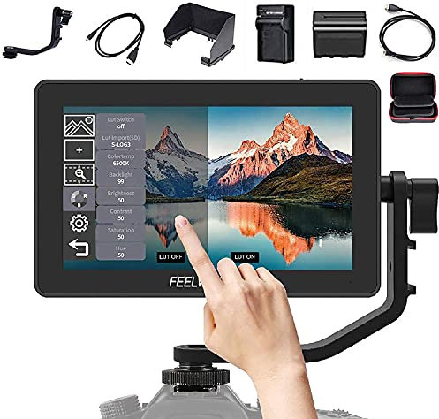 FEELWORLD F6 Plus 5.5 inch Touch Screen DSLR Camera Field Monitor with HDR 3D LUT Small Full HD 1920x1080 Support 4K HDMI Input Output Include Battery + Charger +Carrying Case