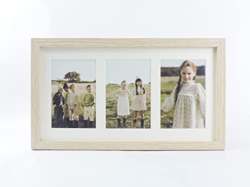 TIME HOME DEVELOPMENT Marco foto múltiple con paspartú para collage de fotos 10x15 para mesa o pared (3 FOTOS, MADERA)