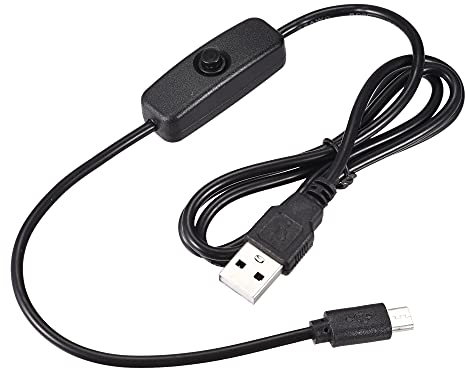 sourcing map USB Câble avec ON/Off Interrupteur USB Mâle à Micro USB Mâle Extension Corde 1M pour LED Bureau Lampe Noir Paquet de 2