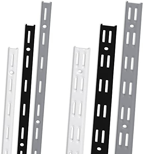ib style® Lot de 2 Crémaillères | Rail d'étagère pas de 50 mm | simple |50cm noir