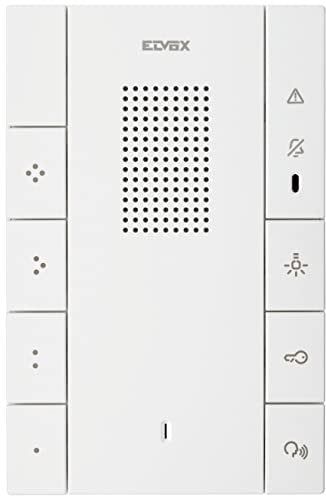 Vimar 40547 Interphone mains libres Voxie 2 fils, avec 7 poussoirs pour les fonctions réponse, ouverture gâche et service auxiliaire, 4 poussoirs programmables, installation en saillie
