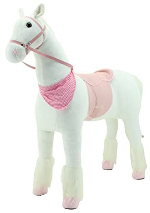 Sweety Toys 13876 Plüsch Stehpferd stabiles Robustes XXL Pferd Höhe 125 cm Pferd Reitpferd weiß mit Stahlunterbau