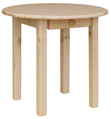 k koma Runder Kiefer Tisch mit SCHUBLADE Esstisch Küchentisch massiv Restaurant NEU Kiefer Lackiert (80 cm)