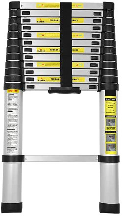 Joparri Scala telescopica in alluminio, 3,2 m, allungabile, in alluminio, antiscivolo, portata 150 kg