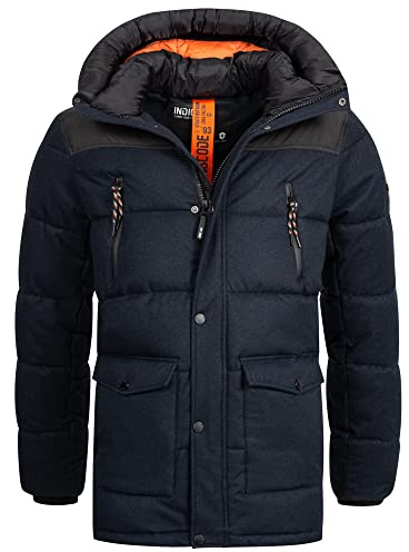 Indicode Herren Krem Winterjacke Steppjacke in Daunen-Optik mit Kapuze | Warme Outdoorjacke für Winter und kalte Tage, Herrenjacke, Parka, Übergangsjacke, Wintermantel, Freizeitjacke für Männer