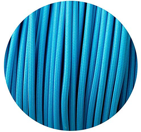 LEDSone 16.4ft Vintage 2 Core Round 18 Gauge Light Blue Cable Fabric Cloth Covered Electrical Wire, 5m 2 conductors Lamp cable Modern Cloth Covered Wire for Pendant Light Bulb Industrial DIY Project.